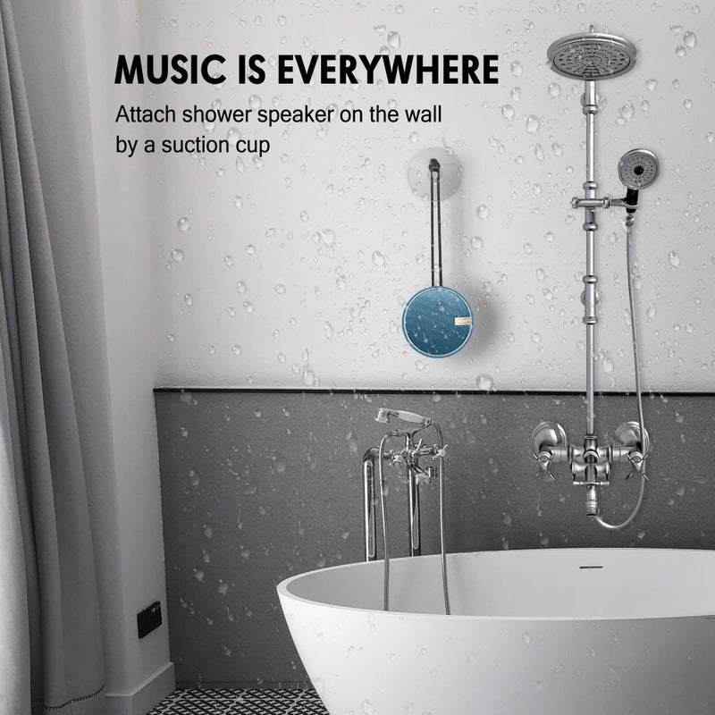 INSMY C12 IPX7 Waterproof Shower Bluetooth Speaker, Portable Small Speaker, Speakers Bluetooth Wireless Loud Clear Sound Support TF CSuard ction Cup for Outdoor Kayak Canoe Beach Gift (Navy) - Image 3